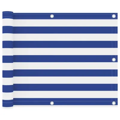 vidaXL Balkonsko platno belo in modro 75x400 cm oksford blago