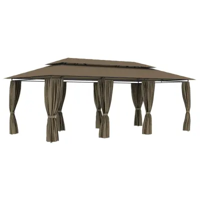 vidaXL Paviljon z zavesami 600x298x270 cm taupe 180 g/m²