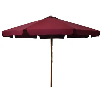 vidaXL Zunanji senčnik z lesenim drogom 330 cm bordo