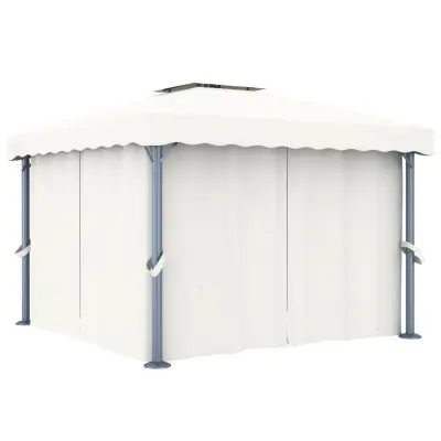 vidaXL Paviljon z zaveso 3x3 m kremno bel aluminij