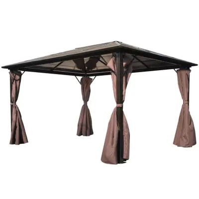 vidaXL Paviljon z zavesami rjave barve aluminij 400 x 300 cm