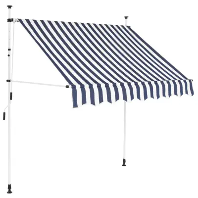 vidaXL Ročno zložljiva tenda 150 cm modre in bele črte