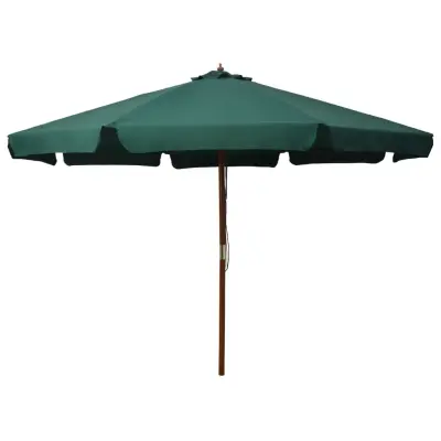 vidaXL Zunanji senčnik z lesenim drogom 330 cm zelen