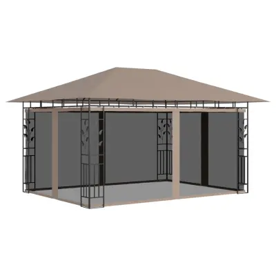 vidaXL Paviljon z mrežo proti komarjem 4x3x2,73 m taupe 180 g/m²