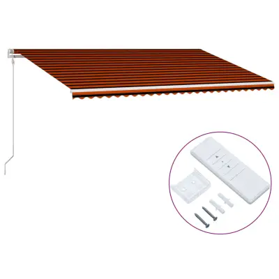 vidaXL Avtomatsko zložljiva tenda 600x300 cm oranžna in rjava