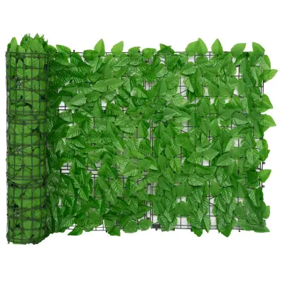vidaXL Balkonsko platno z zelenim listjem 500x75 cm