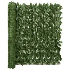 vidaXL Balkonsko platno s temno zelenim listjem 300x100 cm