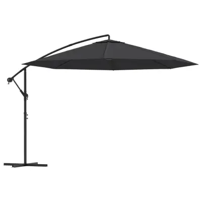vidaXL Previsni senčnik z aluminijastim drogom 350 cm črn
