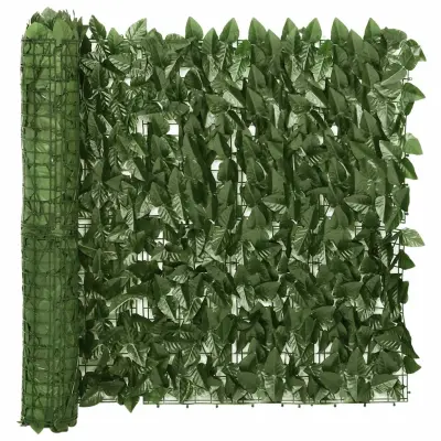 vidaXL Balkonsko platno s temno zelenim listjem 300x75 cm