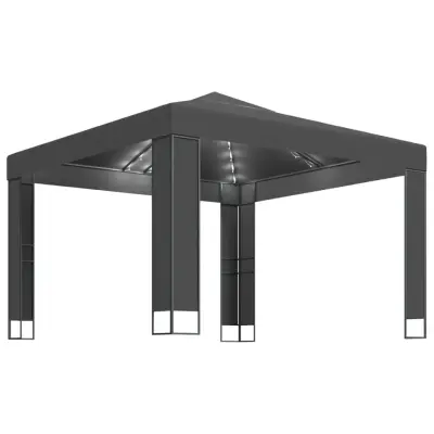 vidaXL Paviljon z dvojno streho in LED lučkami 3x3 m antraciten