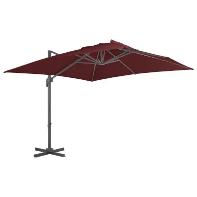 vidaXL Vrtni senčnik z aluminijastim drogom bordo rdeč 400x300 cm