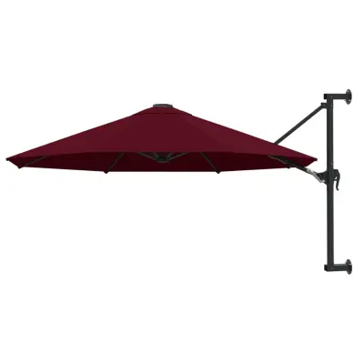 vidaXL Stenski senčnik s kovinskim drogom 300 cm bordo