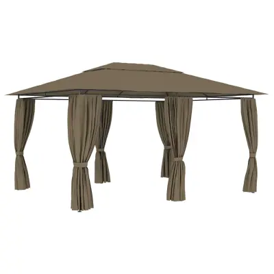 vidaXL Vrtni šotor z zavesami 4x3 m taupe 180 g/m²
