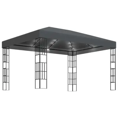 vidaXL Paviljon z LED lučkami 3x4 m antraciten