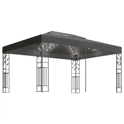 vidaXL Paviljon z dvojno streho in LED lučkami 3x4 m antraciten
