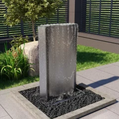 Vrtna fontana srebrna 60,2x37x122,1 cm iz nerjavečega jekla