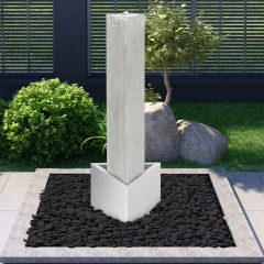 Vrtna fontana srebrna 37,7x32,6x110 cm iz nerjavečega jekla