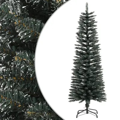 Ozka umetna novoletna jelka s stojalom zelena 120 cm PVC