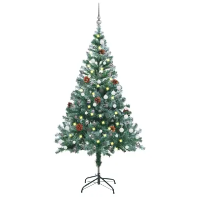 Novoletna jelka z LED lučkami, bučkami in storži 150 cm