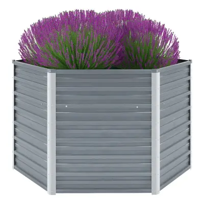 vidaXL Visoka greda iz pocinkanega jekla 129x129x77 cm sive barve