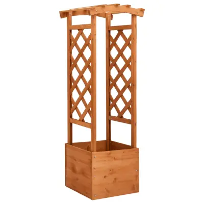 vidaXL Cvetlično korito z mrežo in obokom 49x39x130 cm les jelke