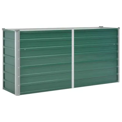 vidaXL Visoka greda iz pocinkanega jekla 160x40x77 cm zelene barve