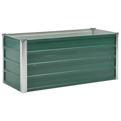 vidaXL Visoka greda iz pocinkanega jekla 100x40x45 cm zelene barve