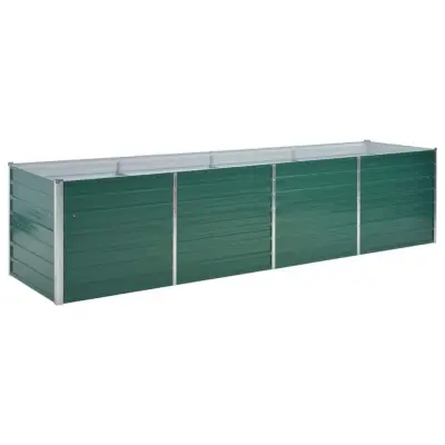 vidaXL Visoka greda iz pocinkanega jekla 320x80x77 cm zelene barve