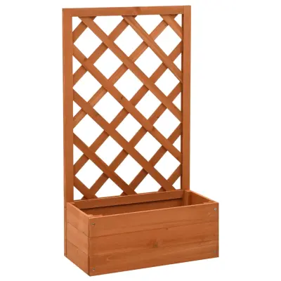 vidaXL Vrtno cvetlično korito z mrežo oranžno 50x25x90 cm les jelke