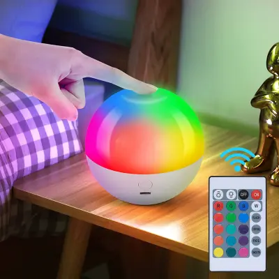 RGB večbarvna LED nočna svetilka USB polnilna lučka za otroško spalnico ob postelji zatemnjen daljinski upravljalnik za kromoterapijo