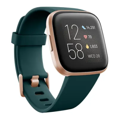 Fitbit Versa 2, Emerald/Copper Rose Aluminum