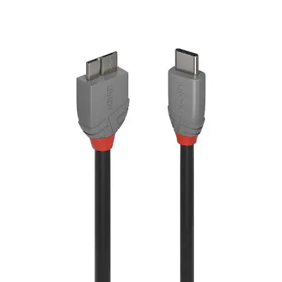 LINDY USB kabel USB 3.2 gen. 1 (USB 3.0) USB-C® vtič\, USB-mikro-B 3.0 vtič  1.00 m črna  36621