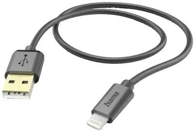 Hama USB polnilni kabel USB 2.0 Apple Lightning vtič \, USB-A vtič 1.50 m črna  00201580