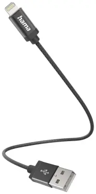 Hama USB polnilni kabel USB 2.0 Apple Lightning vtič \, USB-A vtič 0.20 m črna  00201578