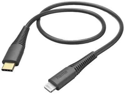 Hama USB polnilni kabel USB 2.0 Apple Lightning vtič \, USB-C® vtič 1.50 m črna  00201602