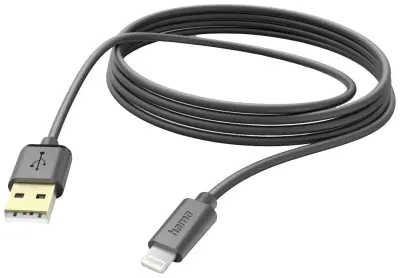 Hama USB polnilni kabel USB 2.0 Apple Lightning vtič \, USB-A vtič 3.00 m črna  00201582