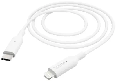 Hama USB polnilni kabel USB 2.0 Apple Lightning vtič \, USB-C® vtič 1.00 m bela  00201598