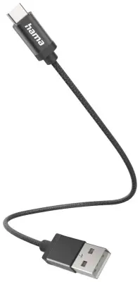 Hama USB polnilni kabel USB 2.0 USB-A vtič\, USB-C® vtič 0.20 m črna  00201600