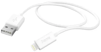 Hama USB polnilni kabel USB 2.0 Apple Lightning vtič \, USB-A vtič 1.00 m bela  00201579
