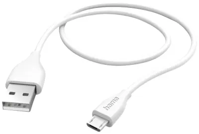 Hama USB polnilni kabel USB 2.0 USB-A vtič\, USB-mikro-B vtič 1.50 m bela  00201587