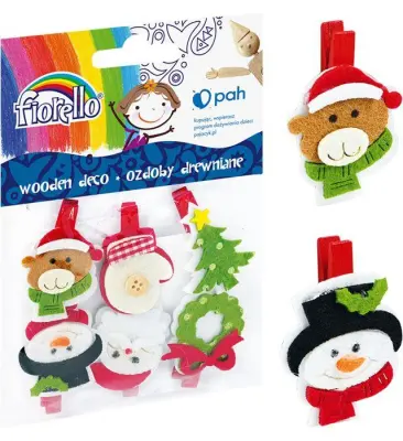 Lesene ščipalke, božični motivi iz filca