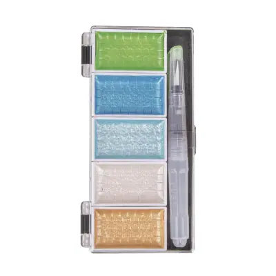 Akvarel Metallic, Blue-green, 5 barv 25x45mm, +H2O čopič
