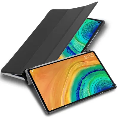 Ohišje tablete Cadorabo, združljiv s Huawei v satenasti črni barvi - ultra tanek zaščitni pokrov z samodejno budnostjo in stojalo funkcijo