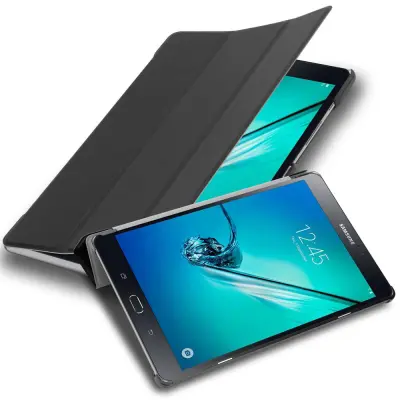 CADORABO združljiv s Samsungom v saten črni barvi - ultra tanek zaščitni pokrov z samodejno budnostjo in stojalo funkcijo
