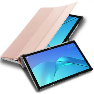 Ohišje tablete Cadorabo, združljiv s Huawei v pastelnem roza zlatu - ultra tanek zaščitni pokrov z samodejno budnostjo in stojalo funkcijo
