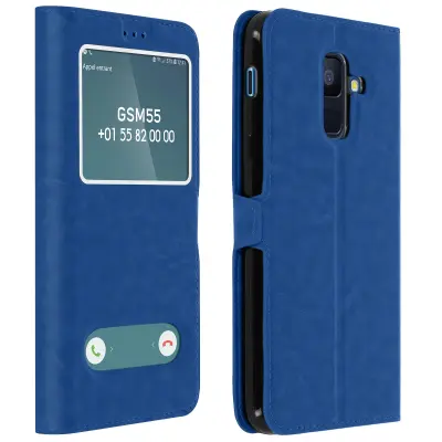 Dvojno okno Folio ovitek Video podpora Modra str. Samsung Galaxy A6 Plus