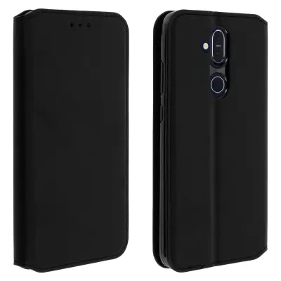 Folio Cover Držalo za kartice in stojalo za video - crna str. Nokia 8.1