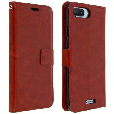 Denarnica Folio Case stojalo za video, serija Vintage - rjava str. Xiaomi Redmi 6A
