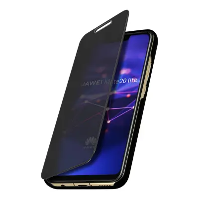 Izjemno tanek preklopni etui s stojalom, ucinek ogledala - crna str. Huawei Mate 20 Lite