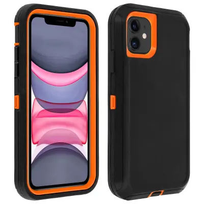 Izjemno odporen ovitek za iPhone XR proti udarcem - crno-oranžen